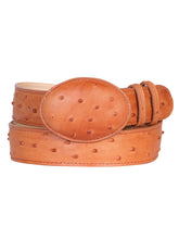 Load image into Gallery viewer, Men's Cowboy Belt - Imitation Ostrich - Cognac 703