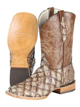 Load image into Gallery viewer, El General Men's Exotic Monster Fish Rodeo Boots - Cream 44114
