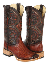 Load image into Gallery viewer, El General Men's Exotic Lizard Rodeo Cowboy Boots - Cognac 45071