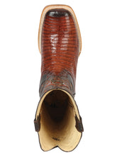 Load image into Gallery viewer, El General Men's Exotic Lizard Rodeo Cowboy Boots - Cognac 45071