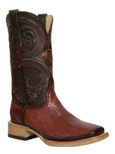Load image into Gallery viewer, El General Men's Exotic Lizard Rodeo Cowboy Boots - Cognac 45071