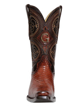 Load image into Gallery viewer, El General Men's Exotic Lizard Cowboy Boots - Cognac 45074