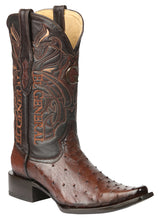 Load image into Gallery viewer, El General Men's Exotic Ostrich Leather Cowboy Boots - Brown 45076