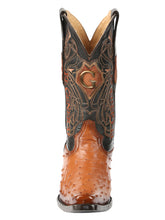 Load image into Gallery viewer, El General Men's Exotic Ostrich Leather Cowboy Boots - Cognac 45077