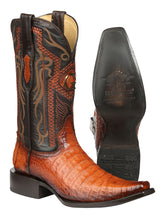 Load image into Gallery viewer, El General Men's Exotic Caiman Belly Cowboy Boots - Cognac 45080