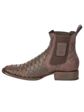 Load image into Gallery viewer, El General Men’s Python Imitation Brown Ankle Boots 45092