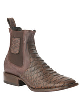 Load image into Gallery viewer, El General Men’s Python Imitation Brown Ankle Boots 45092