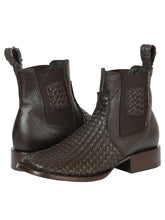 Load image into Gallery viewer, El General Men’s Rodeo Brown Petatillo Woven Ankle Boots 45177