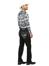 Load image into Gallery viewer, Centenario Men's Black Denim with Gray Embroidered Details 45311