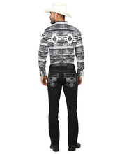 Load image into Gallery viewer, Centenario Men's Black Denim with Gray Embroidered Details 45311