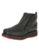 Load image into Gallery viewer, Sefeni Men’s Double Zipper Shoe Crazy Leather - Black 45394