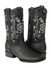 Load image into Gallery viewer, El General Men’s Black Python Imitation Rodeo Boots 45398
