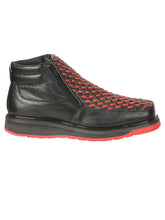 Load image into Gallery viewer, El General Men’s Ankle Boots with Zipper - Black/Red Petatillo Leather 45402