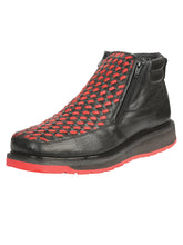 Load image into Gallery viewer, El General Men’s Ankle Boots with Zipper - Black/Red Petatillo Leather 45402