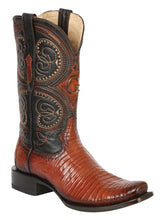 Load image into Gallery viewer, El General Men's Exotic Lizard Cowboy Boots - Cognac 45514