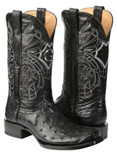 Load image into Gallery viewer, El General Men's Exotic Ostrich Leather Cowboy Boots - Black 45515