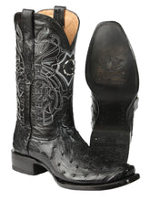 Load image into Gallery viewer, El General Men's Exotic Ostrich Leather Cowboy Boots - Black 45515