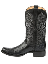 Load image into Gallery viewer, El General Men's Exotic Ostrich Leather Cowboy Boots - Black 45515