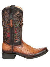 Load image into Gallery viewer, El General Men's Exotic Ostrich Leather Cowboy Boots - Cognac 45517
