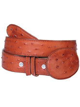 Load image into Gallery viewer, Men's Cowboy Belt - Imitation Ostrich - Cognac 703
