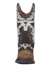 Load image into Gallery viewer, El General Rodeo Boot - Crazy  Brown/Dark Brown with Embroidery  34311
