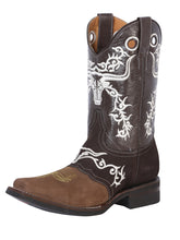 Load image into Gallery viewer, El General Rodeo Boot - Crazy  Brown/Dark Brown with Embroidery  34311
