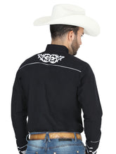 Load image into Gallery viewer, Mens El Señor de los Cielos Charro Embroidery Shirt Black/White  40782
