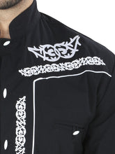 Load image into Gallery viewer, Mens El Señor de los Cielos Charro Embroidery Shirt Black/White  40782
