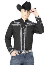 Load image into Gallery viewer, Mens El Señor de los Cielos Charro Embroidery Shirt Black/White  40782
