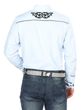 Load image into Gallery viewer, Mens El Señor de los Cielos Charro Embroidery Shirt Blue/Black  40785
