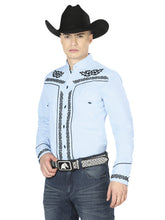 Load image into Gallery viewer, Mens El Señor de los Cielos Charro Embroidery Shirt Blue/Black  40785

