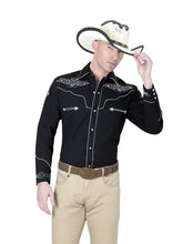 Load image into Gallery viewer, El General Embroidery Western Shirt Black/White 40983
