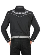 Load image into Gallery viewer, El General Embroidery Western Shirt Black/White 40987
