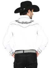 Load image into Gallery viewer, El General Embroidery Western Shirt White/Black 40988
