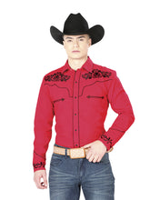 Load image into Gallery viewer, El General Embroidery Western Shirt Red/Black 40989
