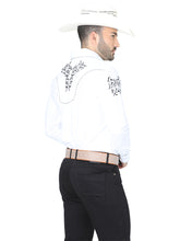 Load image into Gallery viewer, El General Embroidery Western Shirt White/Black 40991
