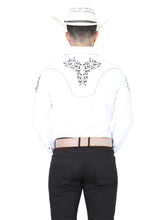 Load image into Gallery viewer, El General Embroidery Western Shirt White/Black 40991

