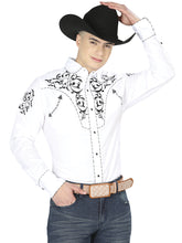 Load image into Gallery viewer, El General Embroidery Western Shirt White/Black 40991
