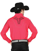 Load image into Gallery viewer, El General Embroidery Western Shirt Red/Black 40992
