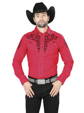Load image into Gallery viewer, El General Embroidery Western Shirt Red/Black 40992
