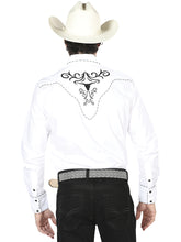 Load image into Gallery viewer, El General Embroidery Western Shirt White/Black 41004
