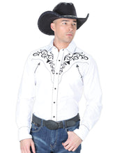Load image into Gallery viewer, El General Embroidery Western Shirt White/Black 41004

