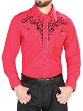 Load image into Gallery viewer, El General Embroidery Western Shirt Red/Black 42889
