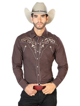 Load image into Gallery viewer, El General Embroidery Western Shirt Brown/Gold 42891

