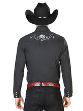 Load image into Gallery viewer, El General Embroidery Western Shirt Black/White 42937
