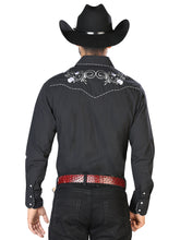 Load image into Gallery viewer, El General Embroidery Western Shirt Black/White 42940
