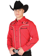 Load image into Gallery viewer, El General Embroidery Western Shirt Red/Black 43294
