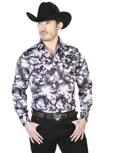 Load image into Gallery viewer, Purple Flower Print Long Sleeve Shirt 43948
