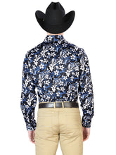 Load image into Gallery viewer, Blue Flower Casual Long Sleeve Shirt 43954
