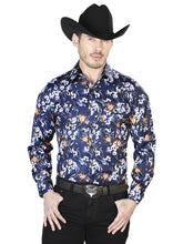 Load image into Gallery viewer, Blue Flowers Casual Long Sleeve Shirt 43957
